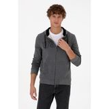 U.S. Polo Assn. Erkek Regular Fit Fermuarlı Kapüşonlu Antrasit Melanj Örme Hırka 50313719-VR081 - 3XL