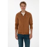 U.S. Polo Assn. Erkek Regular Fit Fermuarlı Kapüşonlu Camel Örme Hırka 50313748-VR233