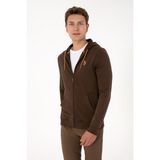 U.S. Polo Assn. Erkek Regular Fit Fermuarlı Kapüşonlu Kahverengi Örme Hırka 50313748-VR029 - Kahverengi-200