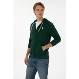 U.S. Polo Assn. Erkek Regular Fit Fermuarlı Kapüşonlu Koyu Yeşil Örme Hırka 50313748-VR079