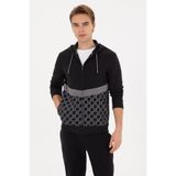 U.S. Polo Assn. Erkek Regular Fit Fermuarlı Kapüşonlu Siyah Örme Hırka 50315668-VR046