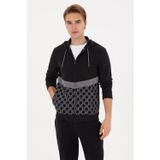 U.S. Polo Assn. Erkek Regular Fit Fermuarlı Kapüşonlu Siyah Örme Hırka 50315668-VR046