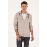 U.S. Polo Assn. Erkek Regular Fit Fermuarlı Kapüşonlu Taş Örme Hırka 50313748-VR049 - XL