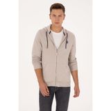 U.S. Polo Assn. Erkek Regular Fit Fermuarlı Kapüşonlu Taş Örme Hırka 50313748-VR049