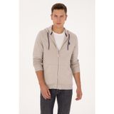 U.S. Polo Assn. Erkek Regular Fit Fermuarlı Kapüşonlu Taş Örme Hırka 50313748-VR049
