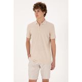 U.S. Polo Assn. Erkek Regular Fit Fermuarlı Taş Desenli Tişört 50300832-VR049 - Taş Rengi - XL