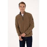 U.S. Polo Assn. Erkek Regular Fit Haki Polar Yarım Fermuarlı Basic Sweatshirt 50313777-VR027 - Haki - 289