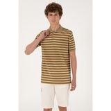 U.S. Polo Assn. Erkek Regular Fit Haki Polo Yaka Çizgili Tişört 50306794-VR027 - 2XL