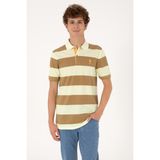 U.S. Polo Assn. Erkek Regular Fit Haki Polo Yaka Çizgili Tişört 50306827-VR027 - M