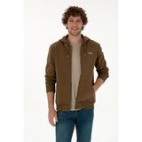 U.S. Polo Assn. Erkek Regular Fit Haki Şardonlu Örme Hırka 50313755-VR027 - Haki-289 - 2XL