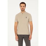 U.S. Polo Assn. Erkek Regular Fit Hakim Yaka Açık Haki Tişört 50282858-VR183 - XS