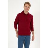U.S. Polo Assn. Erkek Regular Fit Kapüşonlu Bordo Basic Sweatshirt 50313720-VR014 - 3XL