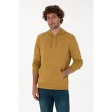 U.S. Polo Assn. Erkek Regular Fit Kapüşonlu Hardal Basic Sweatshirt 50313720-VR151 - 3XL - Oil