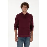U.S. Polo Assn. Erkek Regular Fit Kapüşonlu Koyu Bordo Basic Sweatshirt 50313720-VR177 - XL - Plum Perfect