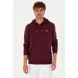 U.S. Polo Assn. Erkek Regular Fit Kapüşonlu Şardonlu Bordo Basic Sweatshirt 50315582-VR177 - Plum Perfect