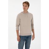 U.S. Polo Assn. Erkek Regular Fit Kapüşonlu Taş Basic Sweatshirt 50313720-VR049 - Taş1 - 4XL