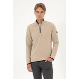 U.S. Polo Assn. Erkek Regular Fit Koyu Bej Polar Yarım Fermuarlı Basic Sweatshirt 50313777-VR088 - 2XL