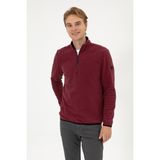 U.S. Polo Assn. Erkek Regular Fit Koyu Bordo Polar Yarım Fermuarlı Basic Sweatshirt 50313777-VR177 - Plum Perfect