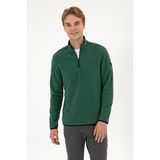 U.S. Polo Assn. Erkek Regular Fit Koyu Yeşil Polar Yarım Fermuarlı Basic Sweatshirt 50313777-VR079 - 2XL