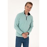 U.S. Polo Assn. Erkek Regular Fit Mint Polar Yarım Fermuarlı Basic Sweatshirt 50313777-VR090 - 2XL