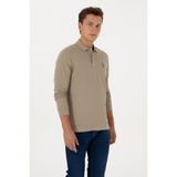 U.S. Polo Assn. Erkek Regular Fit Polo Yaka Açık Haki Basic Sweatshirt 50313772-VR183
