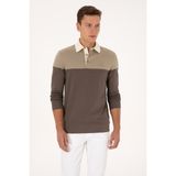 U.S. Polo Assn. Erkek Regular Fit Polo Yaka Açık Haki Sweatshirt 50316428-VR183