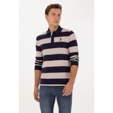 U.S. Polo Assn. Erkek Regular Fit Polo Yaka Çizgili Mürdüm Sweatshirt 50316467-VR074