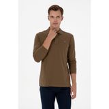 U.S. Polo Assn. Erkek Regular Fit Polo Yaka Haki Basic Sweatshirt 50313772-VR027