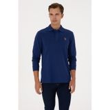U.S. Polo Assn. Erkek Regular Fit Polo Yaka İndigo Basic Sweatshirt 50313772-VR028