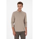 U.S. Polo Assn. Erkek Regular Fit Polo Yaka Koyu Bej Basic Sweatshirt 50315941-VR088