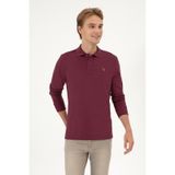 U.S. Polo Assn. Erkek Regular Fit Polo Yaka Koyu Bordo Basic Sweatshirt 50313772-VR177