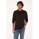 U.S. Polo Assn. Erkek Regular Fit Polo Yaka Koyu Kahverengi Basic Sweatshirt 50307757-VR084