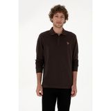 U.S. Polo Assn. Erkek Regular Fit Polo Yaka Koyu Kahverengi Basic Sweatshirt 50313772-VR084 - 3XL