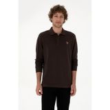U.S. Polo Assn. Erkek Regular Fit Polo Yaka Koyu Kahverengi Basic Sweatshirt 50313772-VR084