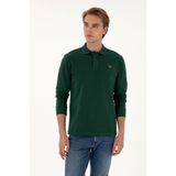 U.S. Polo Assn. Erkek Regular Fit Polo Yaka Koyu Yeşil Basic Sweatshirt 50313772-VR079