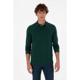 U.S. Polo Assn. Erkek Regular Fit Polo Yaka Koyu Yeşil Basic Sweatshirt 50315941-VR079
