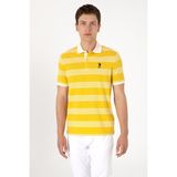 U.S. Polo Assn. Erkek Regular Fit Polo Yaka Sarı Çizgili Tişört 50306826-VR094 - Koyu Sarı