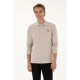 U.S. Polo Assn. Erkek Regular Fit Polo Yaka Taş Basic Sweatshirt 50313772-VR049