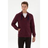 U.S. Polo Assn. Erkek Regular Fit Regular Fit Fermuarlı Kapüşonlu Bordo Örme Hırka 50307765-VR177 - 4XL