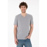 U.S. Polo Assn. Erkek Regular Fit V Yaka Gri Melanj Basic Tişört 50305858-vr086