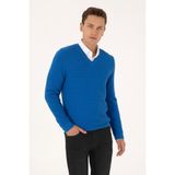U.S. Polo Assn. Erkek Regular Fit V Yaka Saks Kazak 50315028-VR032 - Koyu Mavi
