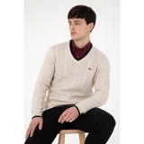 U.S. Polo Assn. Erkek Regular Fit V Yaka Taş Yaka Detaylı Kazak 50297083-VR049