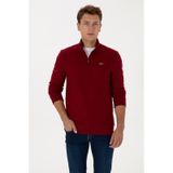 U.S. Polo Assn. Erkek Regular Fit Yarım Fermuarlı Bordo Basic Sweatshirt 50313802-VR014