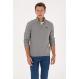 U.S. Polo Assn. Erkek Regular Fit Yarım Fermuarlı Gri Melanj Basic Sweatshirt 50313802-VR086 - Grimelanj