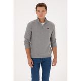 U.S. Polo Assn. Erkek Regular Fit Yarım Fermuarlı Gri Melanj Basic Sweatshirt 50313802-VR086