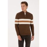 U.S. Polo Assn. Erkek Regular Fit Yarım Fermuarlı Kahverengi Kazak 50315034-VR029 - 2XL