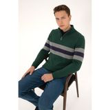 U.S. Polo Assn. Erkek Regular Fit Yarım Fermuarlı Koyu Yeşil Kazak 50315034-VR079 - 2XL