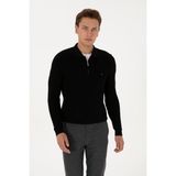 U.S. Polo Assn. Erkek Regular Fit Yarım Fermuarlı Siyah Basic Kazak 50313685-VR046 - Siyah-128 - 2XL