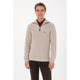 U.S. Polo Assn. Erkek Regular Fit Yarım Fermuarlı Taş Kazak 50317171-VR049
