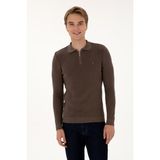U.S. Polo Assn. Erkek Regular Fit Yarım Fermuarlı Vizon Basic Kazak 50313685-VR052 - XL